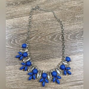 Erica Lyons Statement Necklace 20 Inch Clear and Blue Faux Stones Regencycore